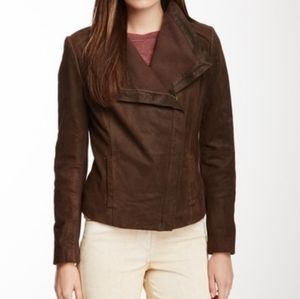 Nicole Miller Leather Jacket with Knit Panels